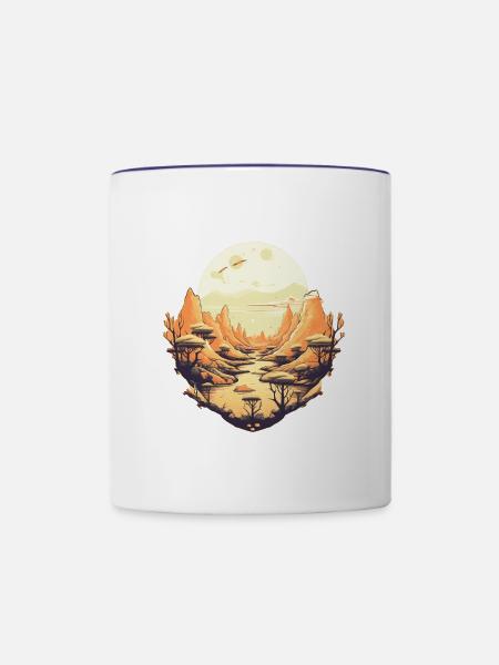Landschaft - Tasse zweifarbig - Weiß/Kobaltblau
