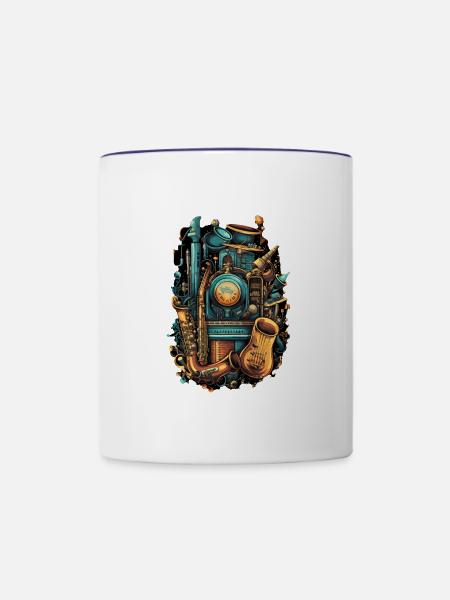 Musik Instrumente - Tasse zweifarbig - Weiß/Kobaltblau