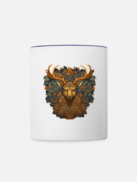 Hirsch - Tasse zweifarbig - Weiß/Kobaltblau