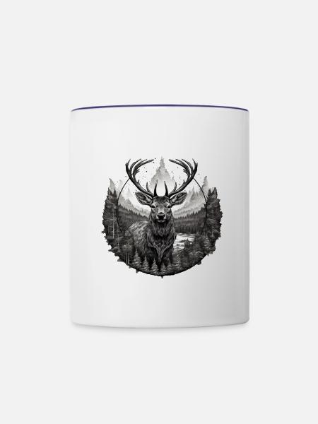 Hirsch - Tasse zweifarbig - Weiß/Kobaltblau
