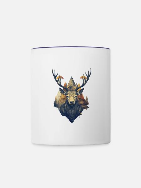 Hirsch - Tasse zweifarbig - Weiß/Kobaltblau