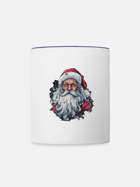 Weihnachtsmann - Tasse zweifarbig - Weiß/Kobaltblau