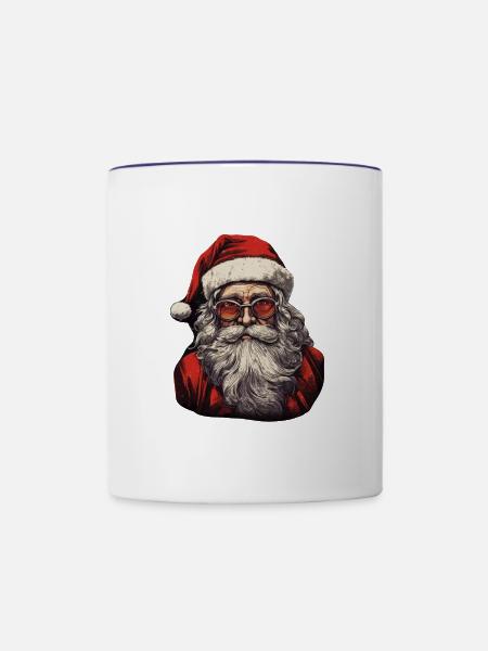 Weihnachtsmann - Tasse zweifarbig - Weiß/Kobaltblau