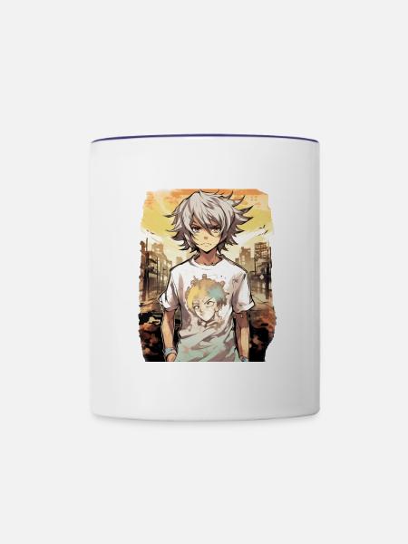 Anime Boy - Tasse zweifarbig - Weiß/Kobaltblau