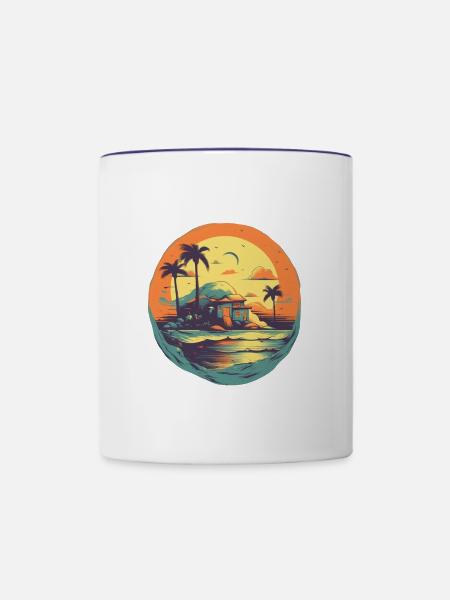 Strand - Tasse zweifarbig - Weiß/Kobaltblau