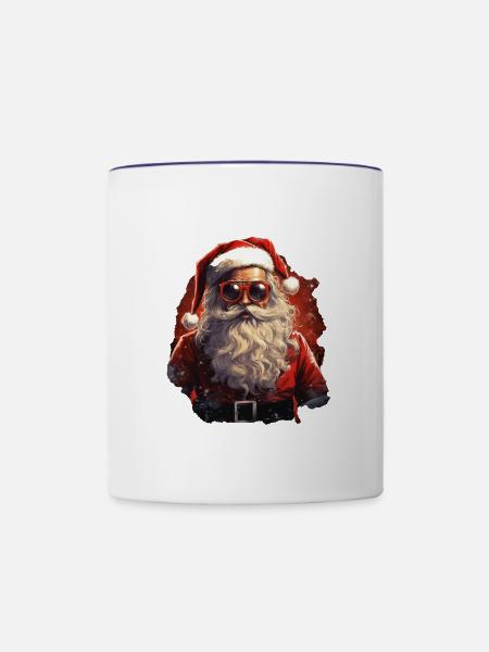 Weihnachtsmann - Tasse zweifarbig - Weiß/Kobaltblau