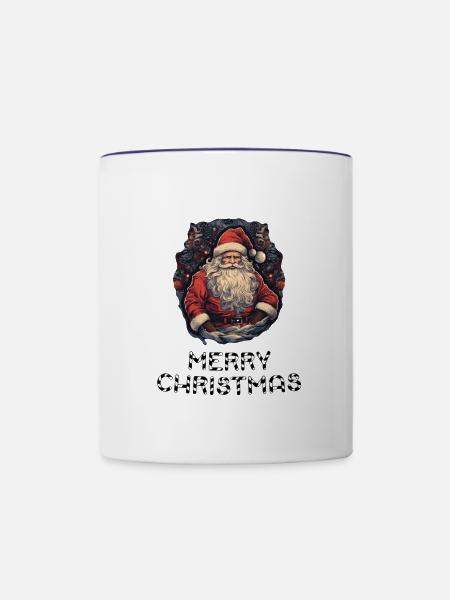 Weihnachtsmann - Marry Christmas - Tasse zweifarbig - Weiß/Kobaltblau