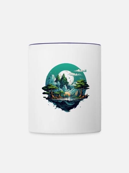 Landschaft - Tasse zweifarbig - Weiß/Kobaltblau