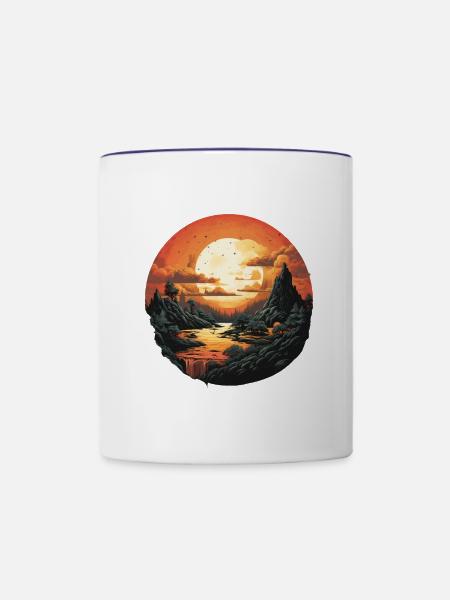 Landschaft - Tasse zweifarbig - Weiß/Kobaltblau