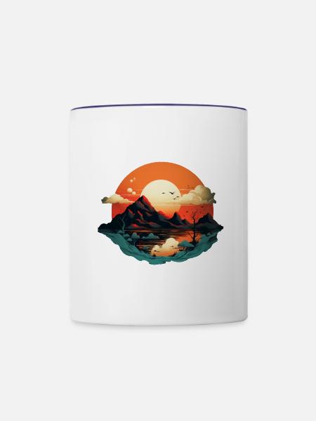 Landschaft - Tasse zweifarbig - Weiß/Kobaltblau