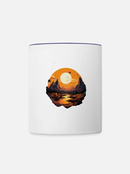 Landschaft - Tasse zweifarbig - Weiß/Kobaltblau