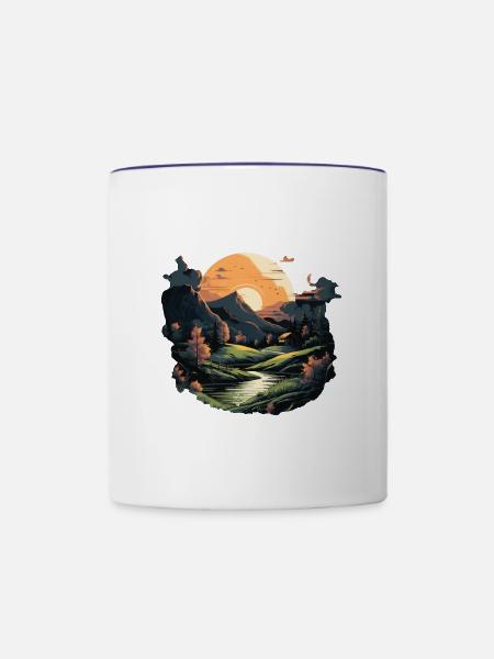 Landschaft - Tasse zweifarbig - Weiß/Kobaltblau