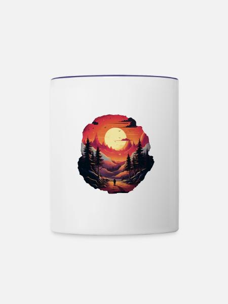 Landschaft - Tasse zweifarbig - Weiß/Kobaltblau