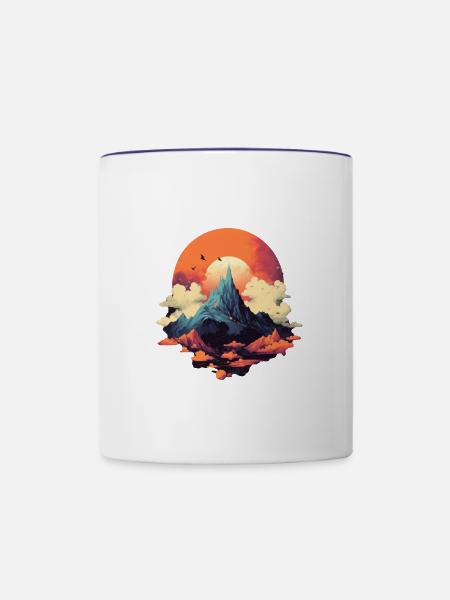 Landschaft - Tasse zweifarbig - Weiß/Kobaltblau