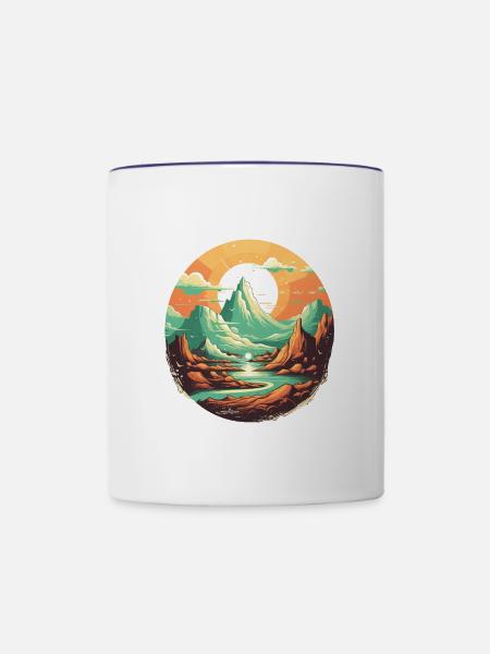 Landschaft - Tasse zweifarbig - Weiß/Kobaltblau