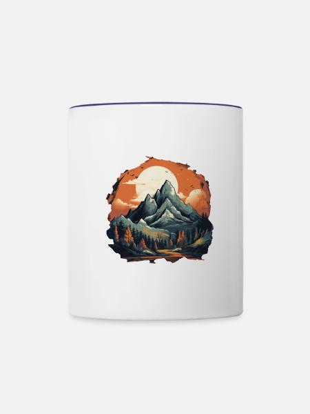 Landschaft - Tasse zweifarbig - Weiß/Kobaltblau