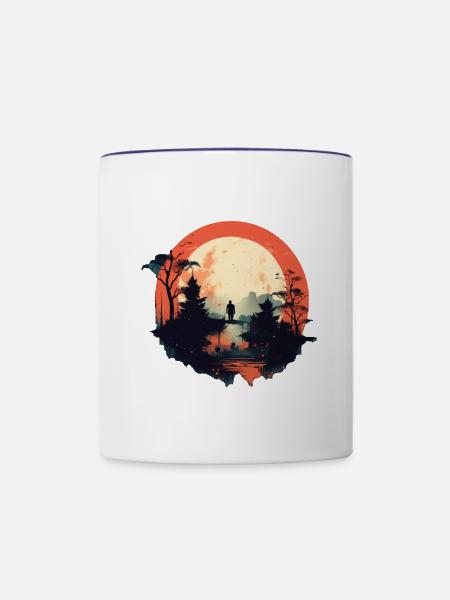 Landschaft - Tasse zweifarbig - Weiß/Kobaltblau