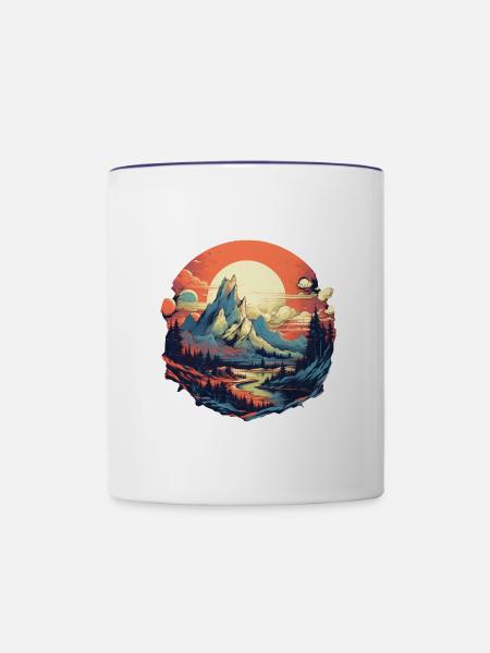 Landschaft - Tasse zweifarbig - Weiß/Kobaltblau
