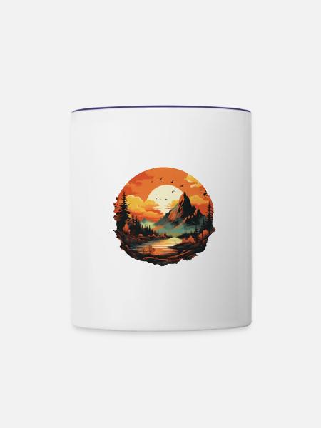 Landschaft - Tasse zweifarbig - Weiß/Kobaltblau