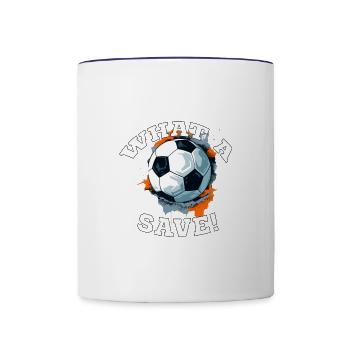 Balle de football - Quelle sauvegarde! - Mug contrasté - blanc/bleu cobalt - Devant