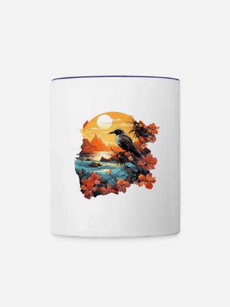 Tropisch - Tasse zweifarbig - Weiß/Kobaltblau