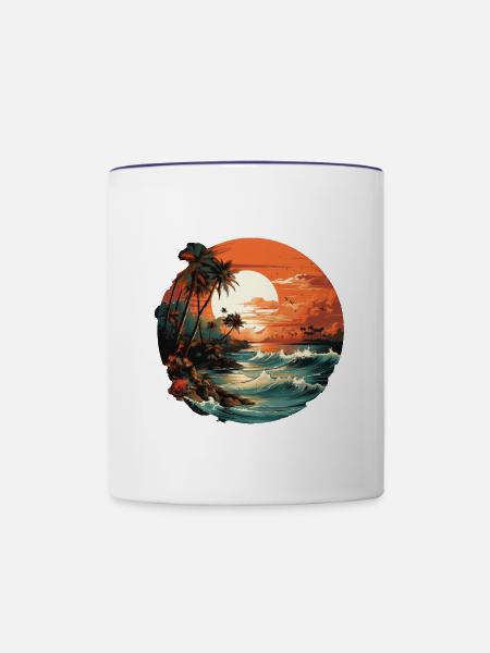 Tropisch - Tasse zweifarbig - Weiß/Kobaltblau