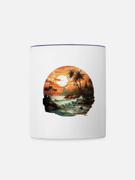 Tropisch - Tasse zweifarbig - Weiß/Kobaltblau