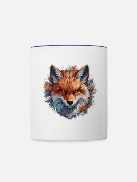 Fuchs - Illustration - Tasse zweifarbig - Weiß/Kobaltblau