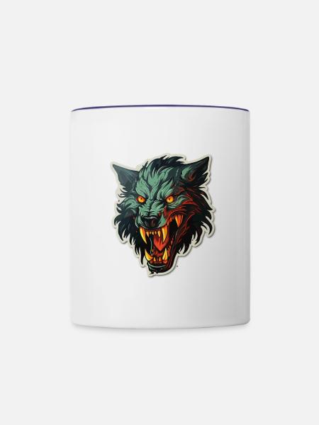 Wolf - Illustration - Tasse zweifarbig - Weiß/Kobaltblau