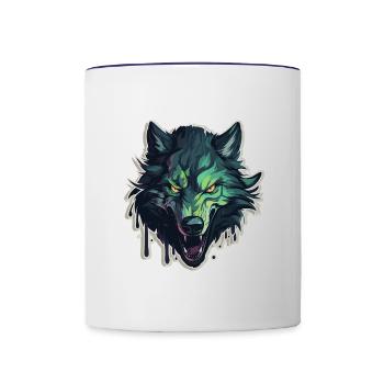 Wolf - Illustration - Tasse zweifarbig - Weiß/Kobaltblau - Vorne
