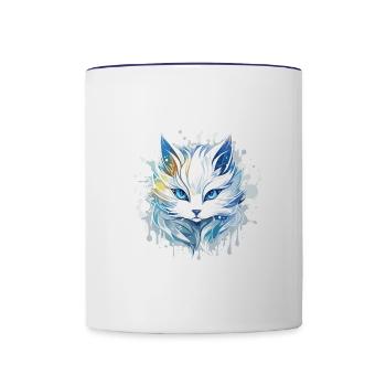 Cat - illustration - Contrasting Mug - white/cobalt blue - Front