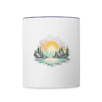 Paysage - Illustration - Mug contrasté - blanc/bleu cobalt - Devant