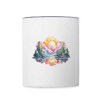Paysage - Illustration - Mug contrasté - blanc/bleu cobalt - Devant