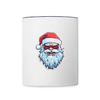 Weihnachtsmann - Illustration - Tasse zweifarbig - Weiß/Kobaltblau - Vorne