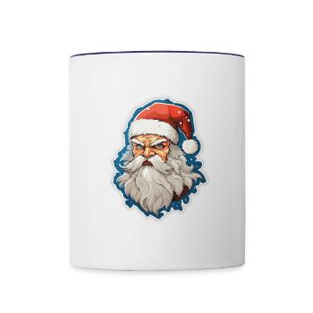 Père Noël - illustration - Mug contrasté - blanc/bleu cobalt - Devant