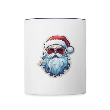Père Noël - illustration - Mug contrasté - blanc/bleu cobalt - Devant