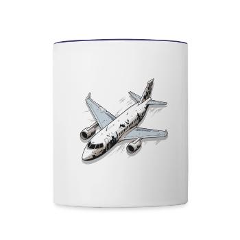 Airplane - illustration - Contrasting Mug - white/cobalt blue - Front