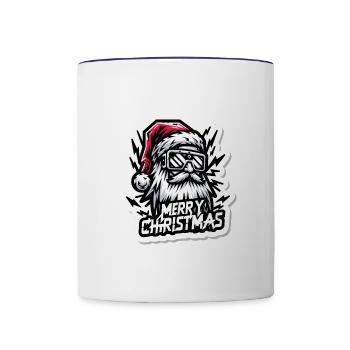 Merry Christmas - Santa Illustration - Tasse zweifarbig - Weiß/Kobaltblau - Vorne