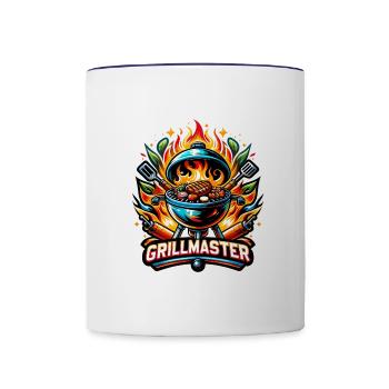 GrillMaster - Illustration de gril - Mug contrasté - blanc/bleu cobalt - Devant