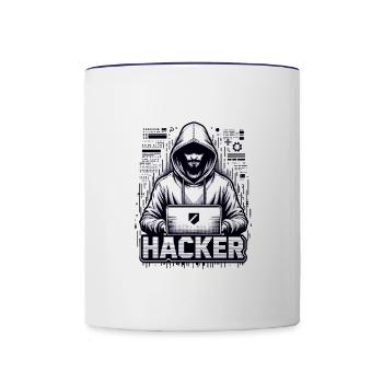 Hacker - Illustration - Mug contrasté - blanc/bleu cobalt - Devant