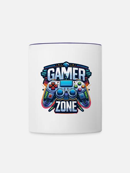 Gamer Zone - Controller Illustration - Tasse zweifarbig - Weiß/Kobaltblau