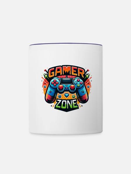 Gamer Zone - Controller Illustration - Tasse zweifarbig - Weiß/Kobaltblau