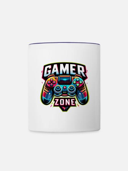 Gamer Zone - Controller Illustration - Tasse zweifarbig - Weiß/Kobaltblau