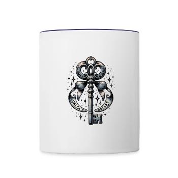 Unlock Dreams - Key Illustration - Contrasting Mug - white/cobalt blue - Front