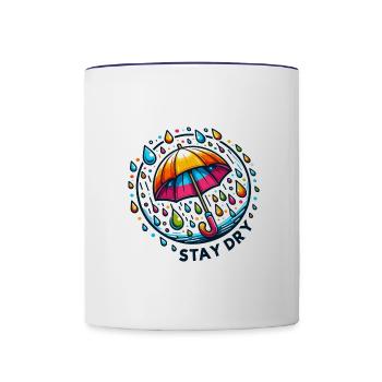 Stay Dry - Umbrella Illustration - Contrasting Mug - white/cobalt blue - Front