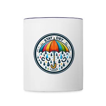 Stay Dry - Umbrella Illustration - Contrasting Mug - white/cobalt blue - Front