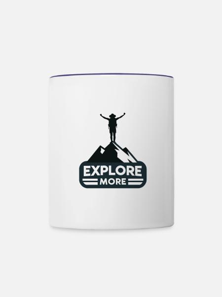 Explore more - Wanderer - Tasse zweifarbig - Weiß/Kobaltblau