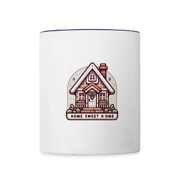 Home Sweet Home - Illustration de maison - Mug contrasté - blanc/bleu cobalt - Devant