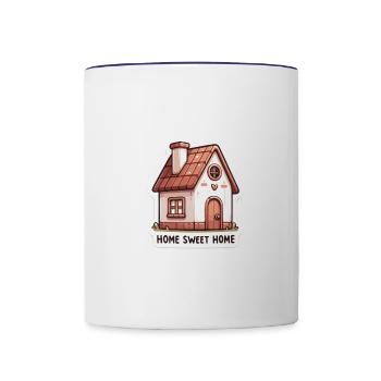 Home Sweet Home - Illustration de maison - Mug contrasté - blanc/bleu cobalt - Devant