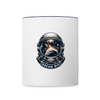 Dream Big - Astronaut Illustration - Contrasting Mug - white/cobalt blue - Front